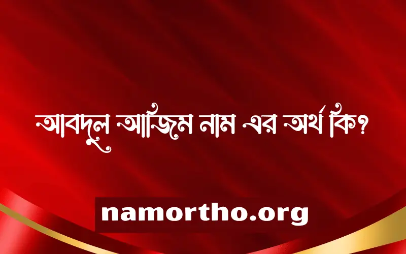 আবদুল আজিম নামের অর্থ কি? আবদুল আজিম নামের বাংলা, আরবি/ইসলামিক অর্থসমূহ