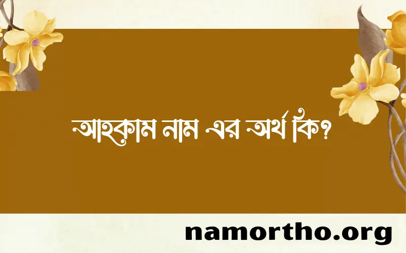 আহকাম নামের অর্থ কি? আহকাম নামের বাংলা, আরবি/ইসলামিক অর্থসমূহ