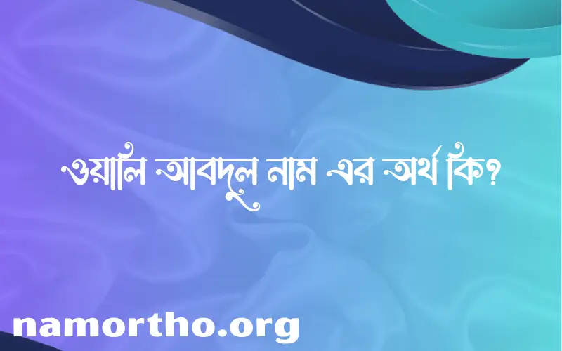 ওয়ালি আবদুল নামের অর্থ কি? (ব্যাখ্যা ও বিশ্লেষণ) জানুন