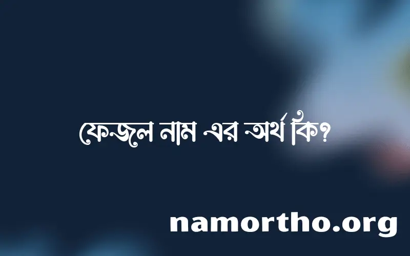 ফেজল নামের আর্থ কি?
