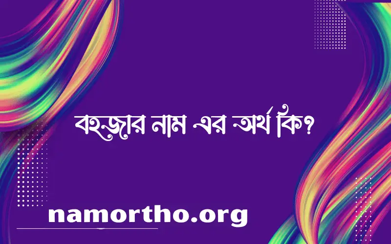 বহজার নামের অর্থ কি? (ব্যাখ্যা ও বিশ্লেষণ) জানুন