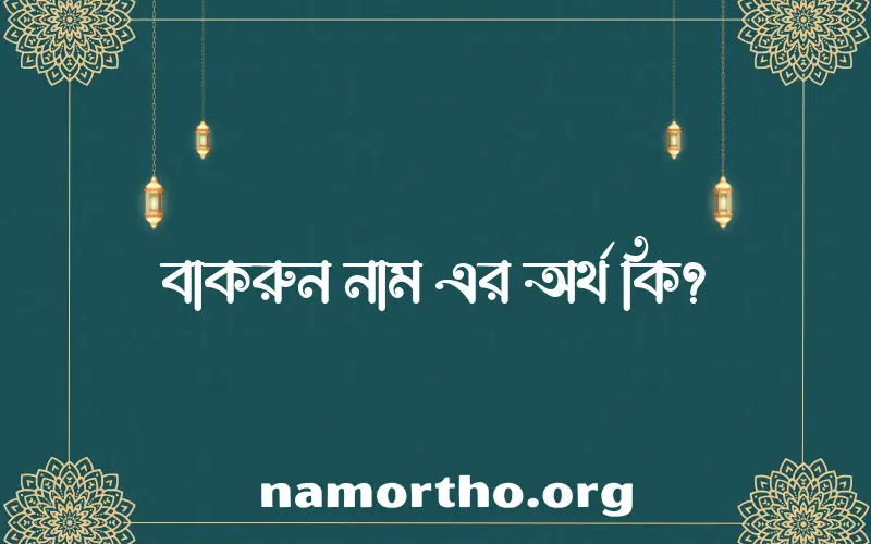 বাকরুন নামের অর্থ কি? (ব্যাখ্যা ও বিশ্লেষণ) জানুন