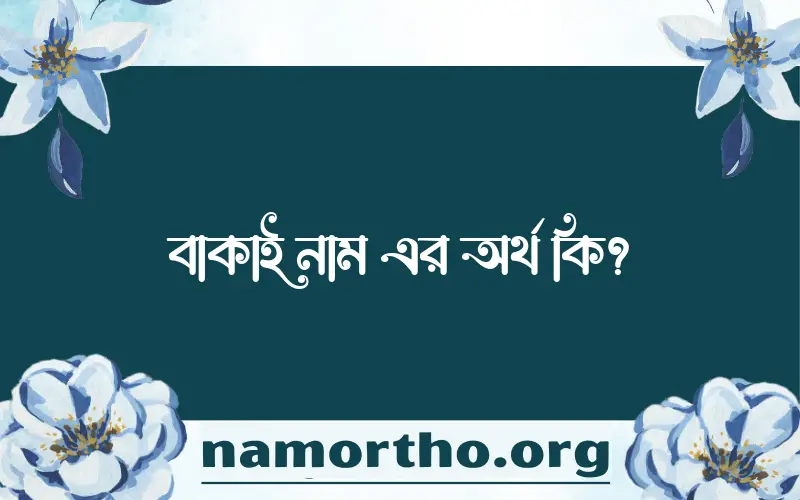 বাকাই নামের অর্থ কি? বাকাই নামের বাংলা, আরবি/ইসলামিক অর্থসমূহ