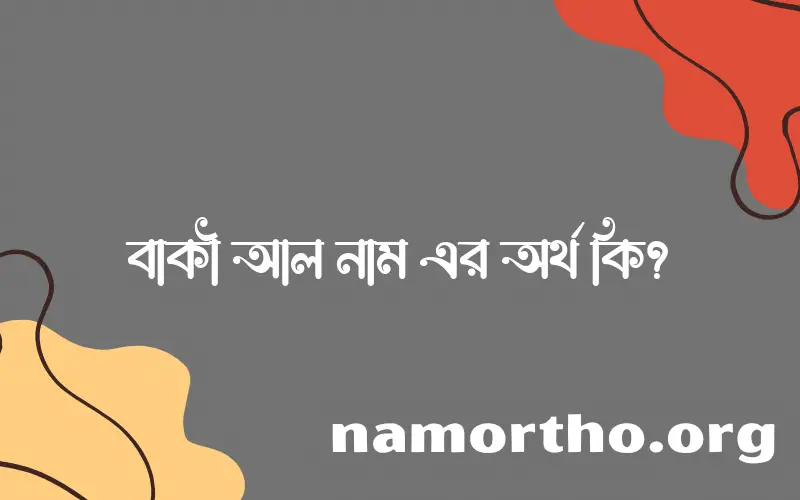 বাকী আল নামের অর্থ কি এবং ইসলাম কি বলে? (বিস্তারিত)