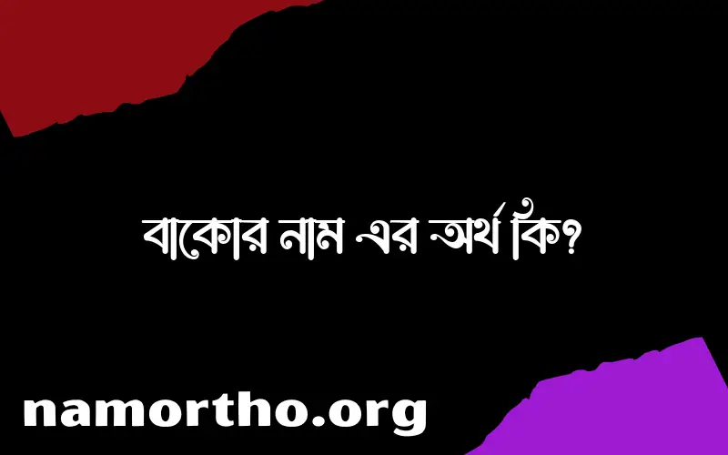 বাকোর নামের অর্থ কি? বাকোর নামের ইসলামিক অর্থ এবং বিস্তারিত তথ্য সমূহ