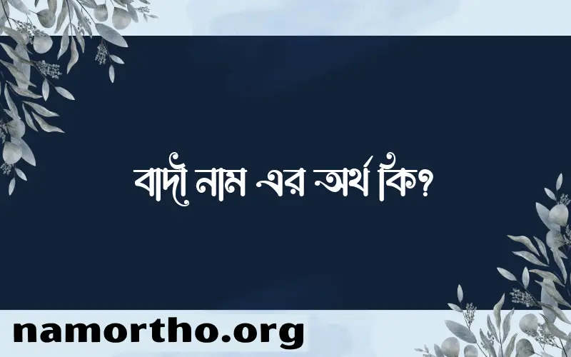 বাদী নামের অর্থ কি? বাদী নামের বাংলা, আরবি/ইসলামিক অর্থসমূহ