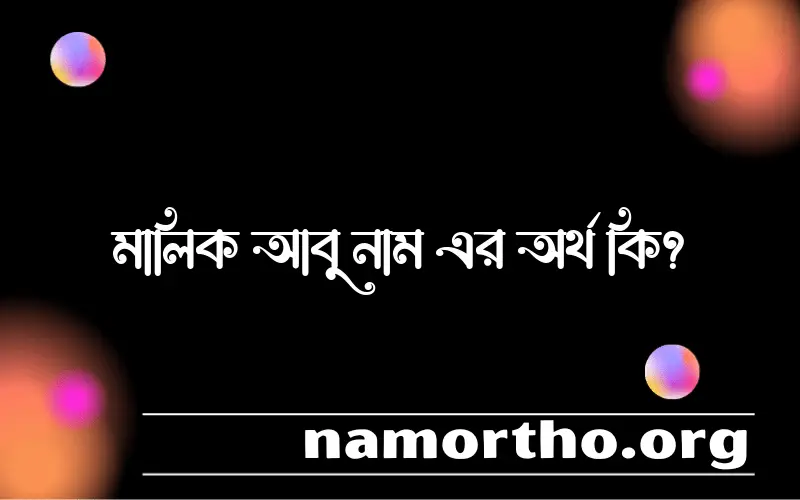 মালিক আবু নামের অর্থ কি? মালিক আবু নামের বাংলা, আরবি/ইসলামিক অর্থসমূহ