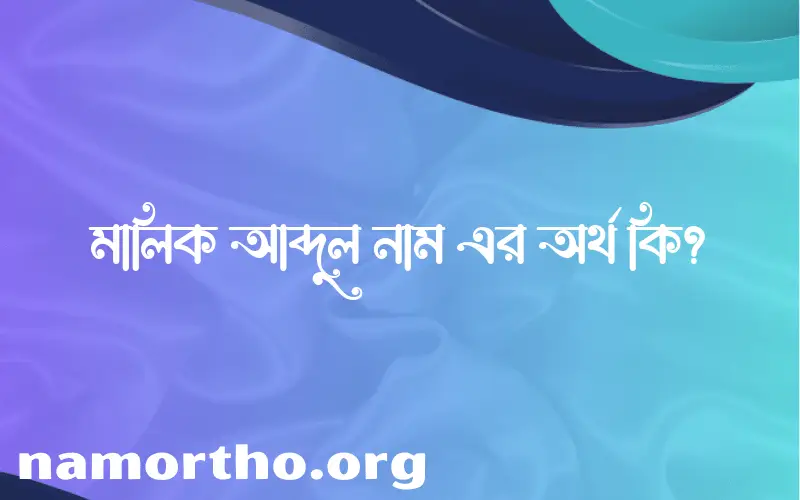 মালিক আব্দুল নামের অর্থ কি? মালিক আব্দুল নামের বাংলা, আরবি/ইসলামিক অর্থসমূহ