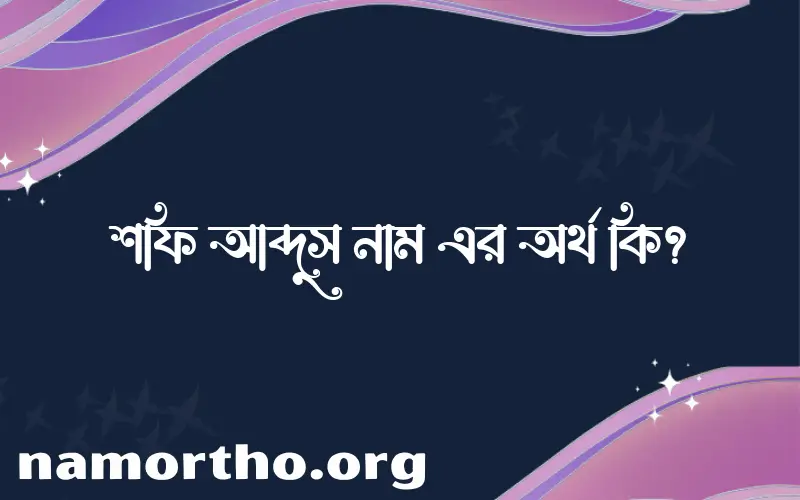 শফি আব্দুস নামের অর্থ কি এবং ইসলাম কি বলে? (বিস্তারিত)